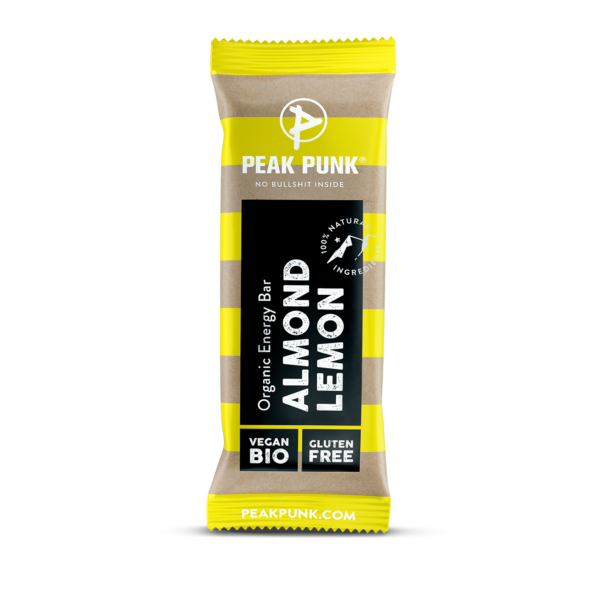 47436 PeakPunk Riegel Energy Almond Lemon mit Schatten