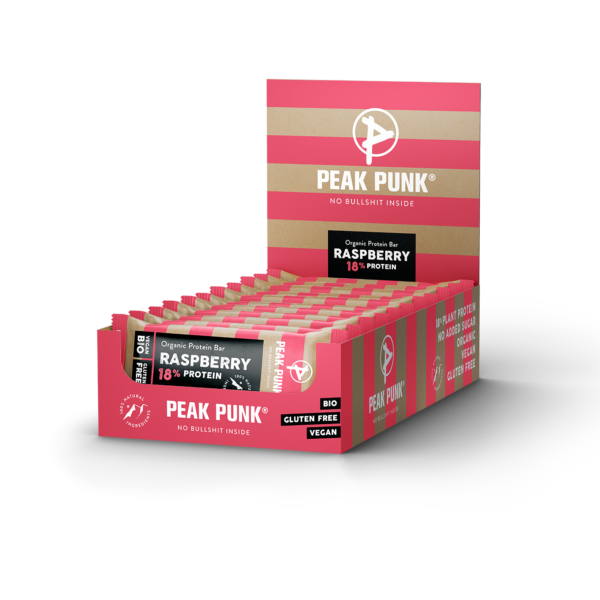 47454 PeakPunk Display Riegel Protein Raspberry mit Schatten